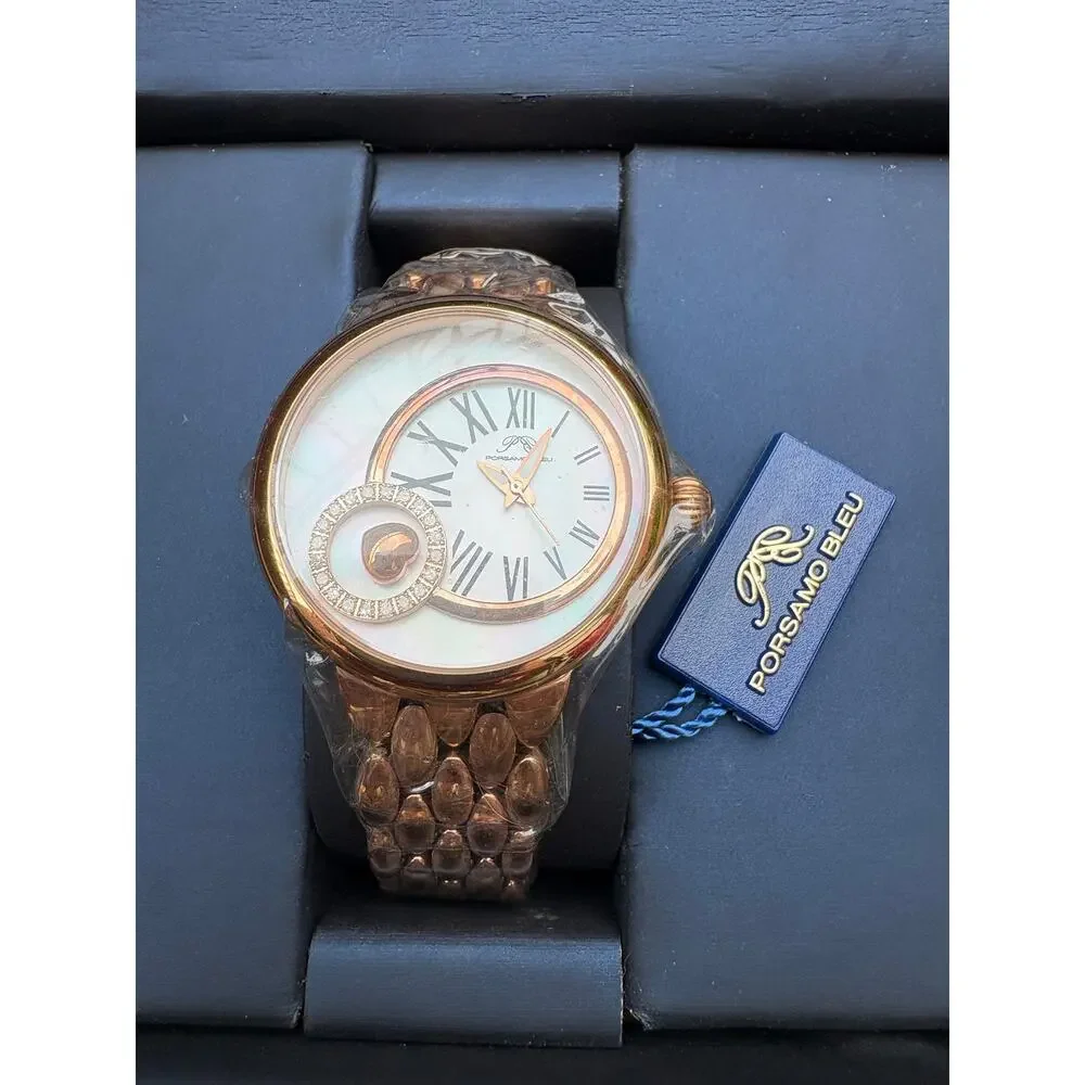 Porsamo Bleu Claire Diamond Mother of Pearl Rose Gold Watch NWT